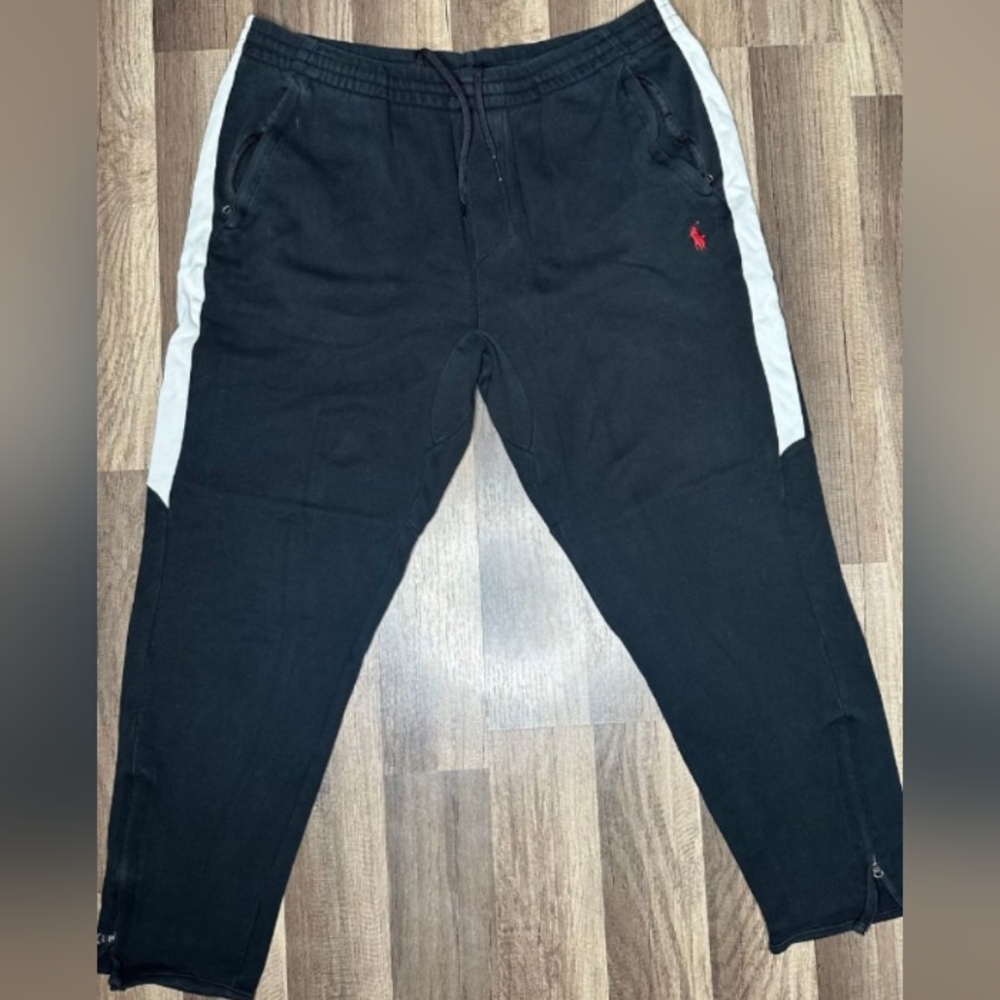 Black Jogger Pants with White Stripes